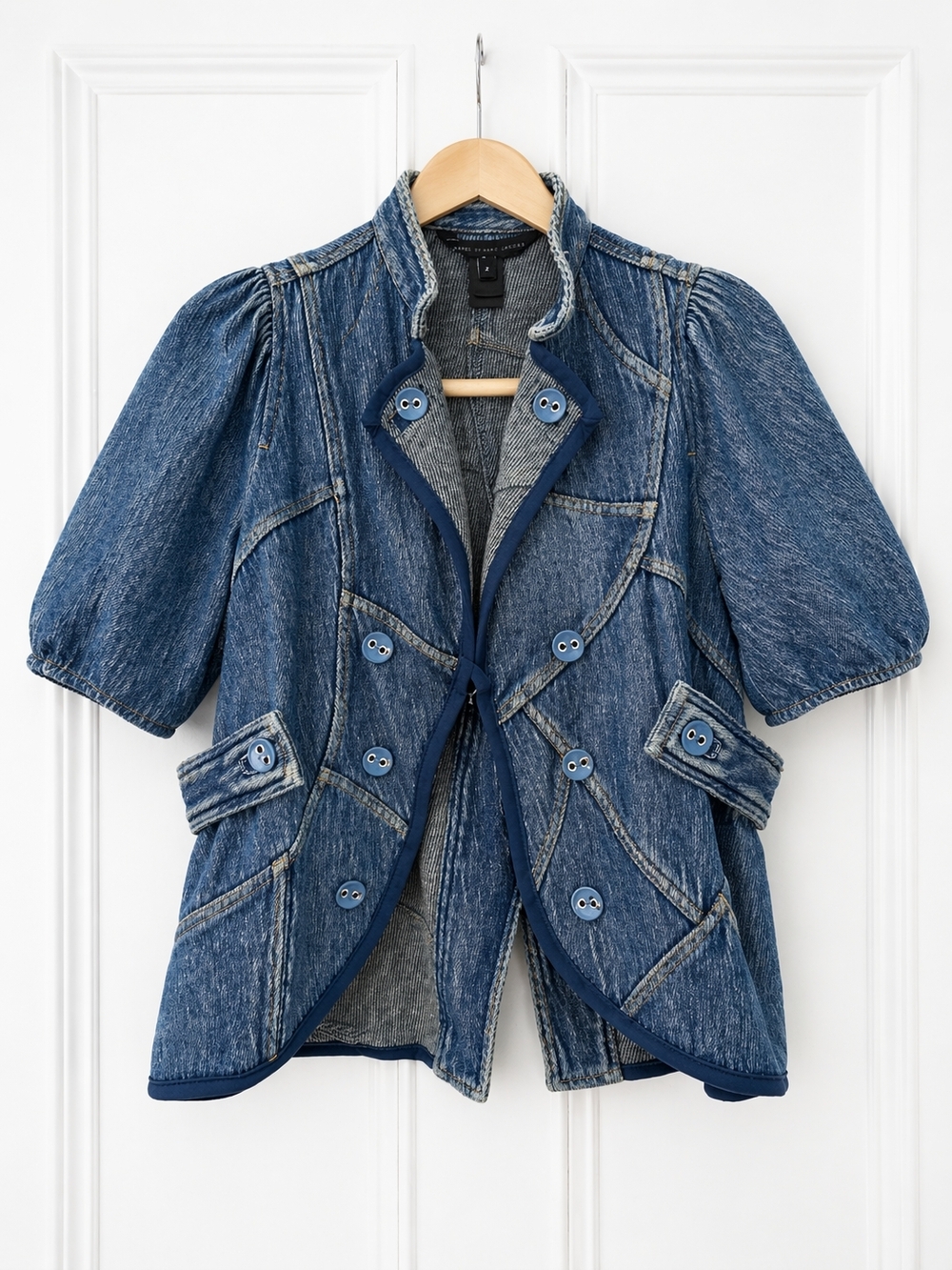 Denim Patchwork Funky Short Sleeve Jacket